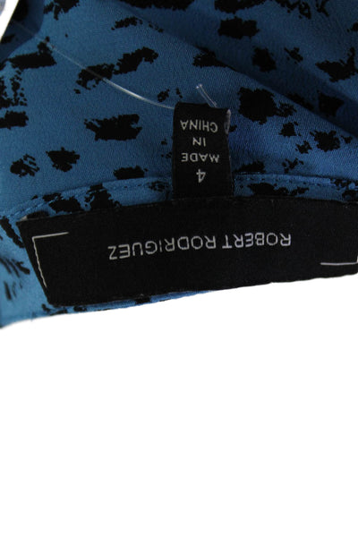 Robert Rodriguez Womens Silk Spotted Drawstring Mini Dress Blue Size 4