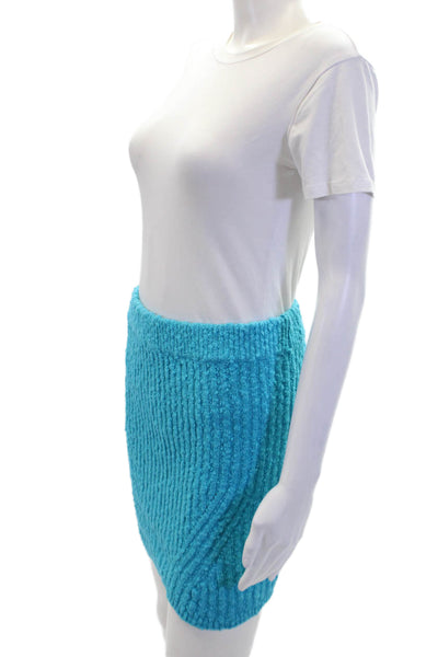 NBD Womens Cotton Knit Textured Stretch Elastic Waist Mini Skirt Blue Size S