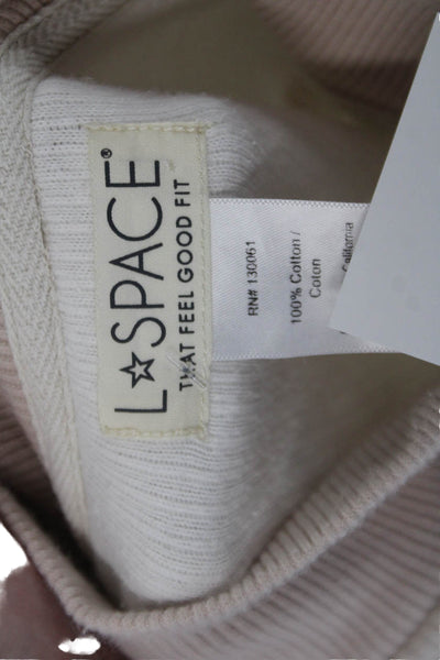 L Space Womens Cotton High Neck Long Sleeve Knit Half Zip Crop Sweater White Siz
