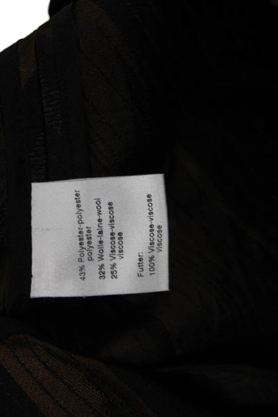 Akris Punto Womens Single Button Pointed Lapel Chevron Jacket Black Brown Size 8