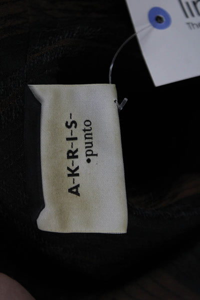 Akris Punto Womens Single Button Pointed Lapel Chevron Jacket Black Brown Size 8