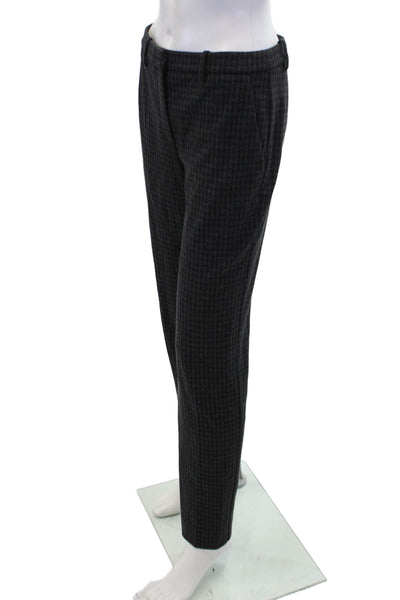 Theory Womens Zipper Fly Mid Rise Straight Houndstooth Pants Blue Gray Size 2