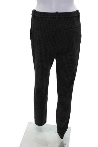 Theory Womens Zipper Fly Mid Rise Straight Houndstooth Pants Blue Gray Size 2