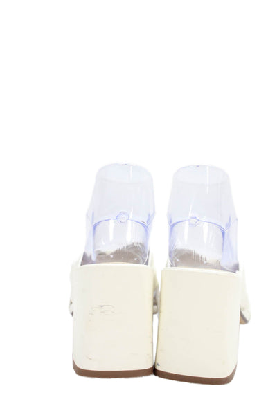 Everlane Womens Block Heel Twist Cross Strap Sandals White Leather Size 8