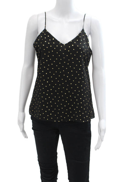 Veronica M Women's Scoop Neck Spaghetti Straps Polka Dot Tank Top Black Size XS
