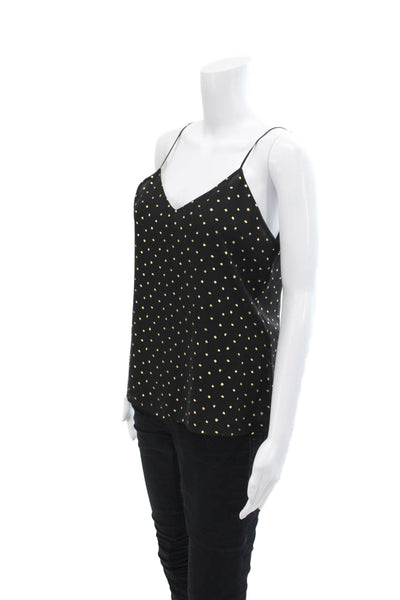 Veronica M Women's Scoop Neck Spaghetti Straps Polka Dot Tank Top Black Size XS