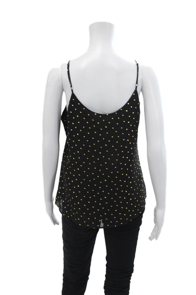 Veronica M Women's Scoop Neck Spaghetti Straps Polka Dot Tank Top Black Size XS
