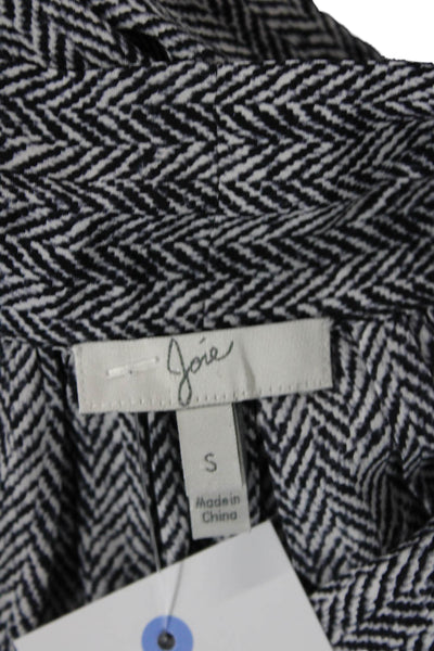 Joie Women's Sleeveless Silk Ruffle Tiered Chevron Print Blouse Black Size S
