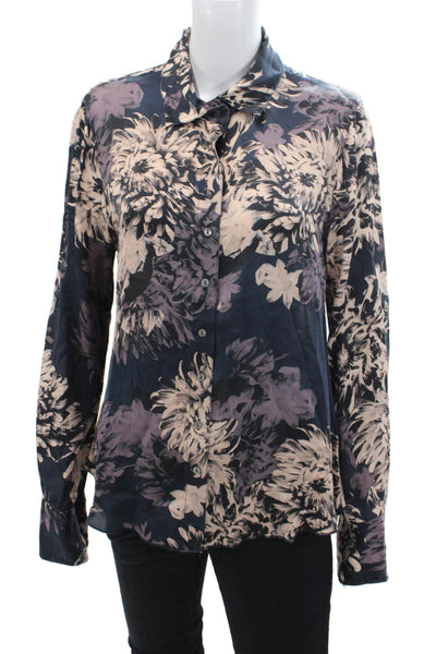 Cino Women's Collared Long Sleeves Button Down Floral Shirt Blouse Size S