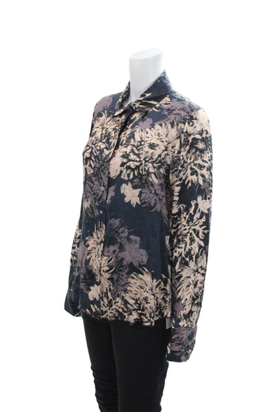 Cino Women's Collared Long Sleeves Button Down Floral Shirt Blouse Size S