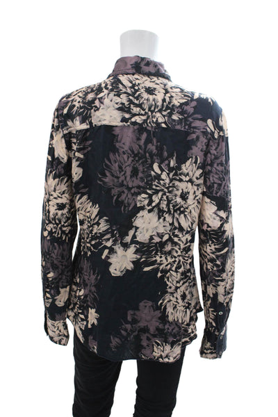 Cino Women's Collared Long Sleeves Button Down Floral Shirt Blouse Size S