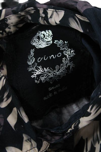 Cino Women's Collared Long Sleeves Button Down Floral Shirt Blouse Size S