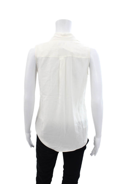 Equipment Femme Women's Sleeveless Patch Pocket Silk Blouse Beige Size XS