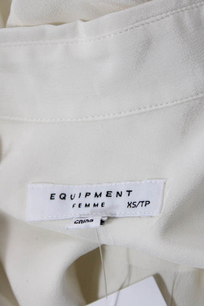 Equipment Femme Women's Sleeveless Patch Pocket Silk Blouse Beige Size XS