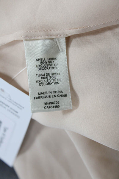 Rebecca Taylor Women's Collared Sleeveless Embellish Silk Blouse Pink Size 0