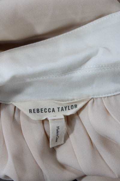 Rebecca Taylor Women's Collared Sleeveless Embellish Silk Blouse Pink Size 0