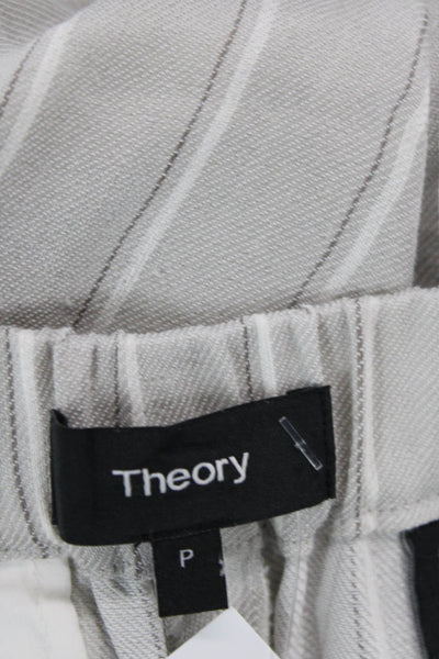 Theory Women's Elastic Waist Pull-On Straight Leg Pants Gray Striped Size P