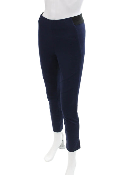 Elie Tahari Women's Pull-On Flat Front Fitted Skinny Pants Navy Blue Size XS