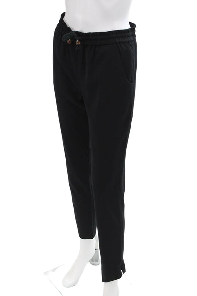 Bernard Zins Women's Drawstring Waist Slit Hem Casual Pants Black Size 4