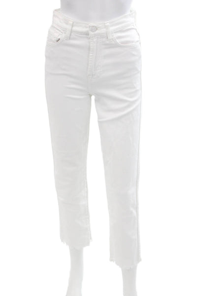 7 For All Mankind Women's High Waist Straight Leg Jean Pants White Size 25