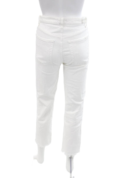 7 For All Mankind Women's High Waist Straight Leg Jean Pants White Size 25