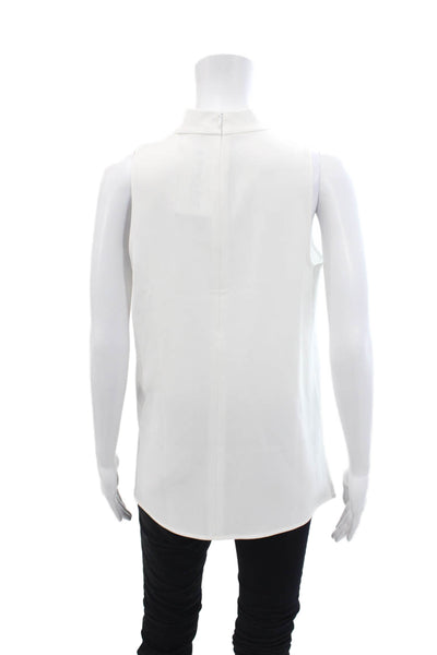 Theory Women's High Neck Sleeveless Zip Closure Workwear Blouse White Size S