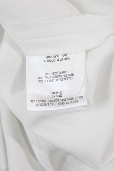 Theory Women's High Neck Sleeveless Zip Closure Workwear Blouse White Size S