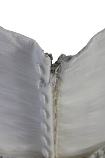 Mori Lee by Madeline Gardner Womens Jeweled Waist Wedding Gown White Size 16