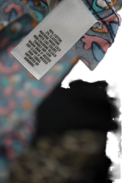 Bonobos Womens Cotton Short Sleeve Parrot Print Buttoned Top Blue Size XL