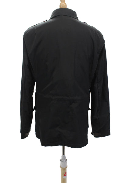 Ralph Lauren Womens Textured Long Sleeve Full Zip Button Jacket Black Size L