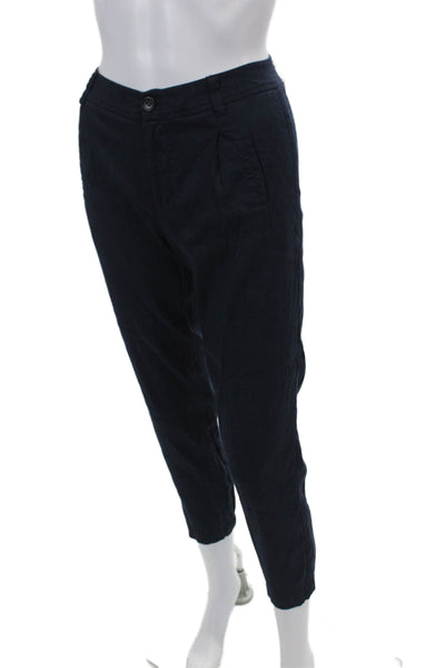 Vince Womens Linen Blend Mid-Rise Three Pocket Tapered Pants Navy Size 0
