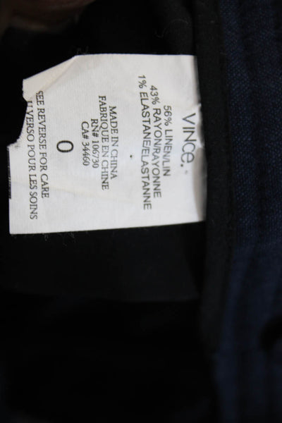 Vince Womens Linen Blend Mid-Rise Three Pocket Tapered Pants Navy Size 0