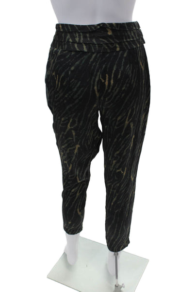 Haute Hippie Womens Abstract Print Pleated Mid-Rise Tapered Pants Black Size 2