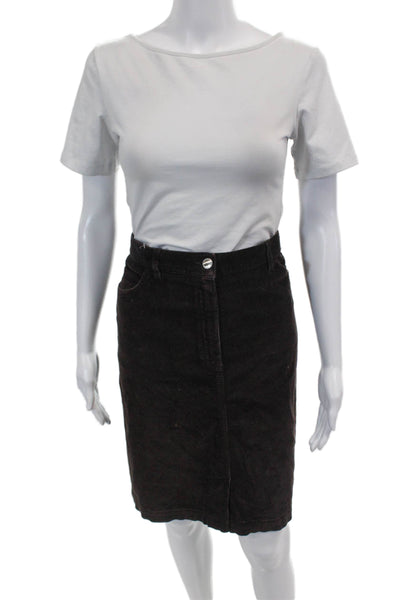 Escada Sport Womens Corduroy Knee Length Skirt Brown Cotton Size Large