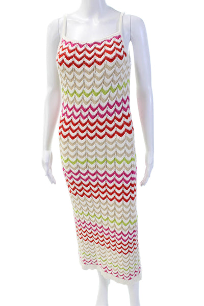 Rachel Zoe Womens Cotton Knit Abstract Square Neck Maxi Tank Dress White Size XS
