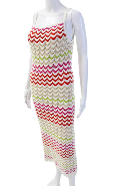 Rachel Zoe Womens Cotton Knit Abstract Square Neck Maxi Tank Dress White Size XS
