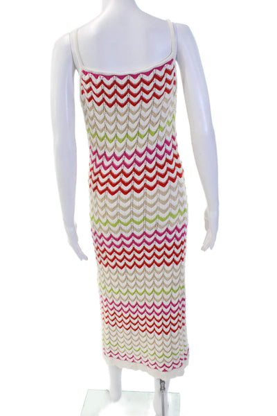 Rachel Zoe Womens Cotton Knit Abstract Square Neck Maxi Tank Dress White Size XS