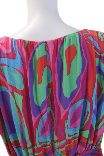 Donna Morgan Womens Ruched Abstract Print Sleeveless Dress Multicolor Size 4