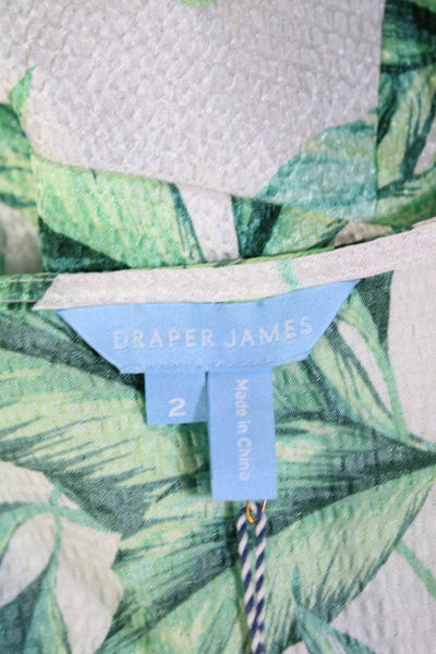 Draper James Womens Leaf Print V-Neck Long Sleeve Wrap Dress Green Size 2