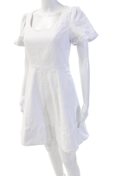 Draper James Womens Cotton Short Sleeve Zip Up Fit + Flare Dress White Size 2
