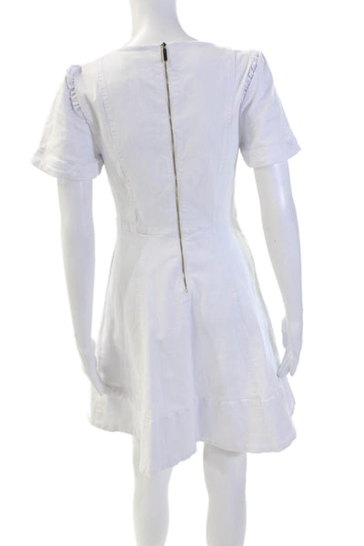 Draper James Womens Cotton Short Sleeve Zip Up Fit + Flare Dress White Size 2