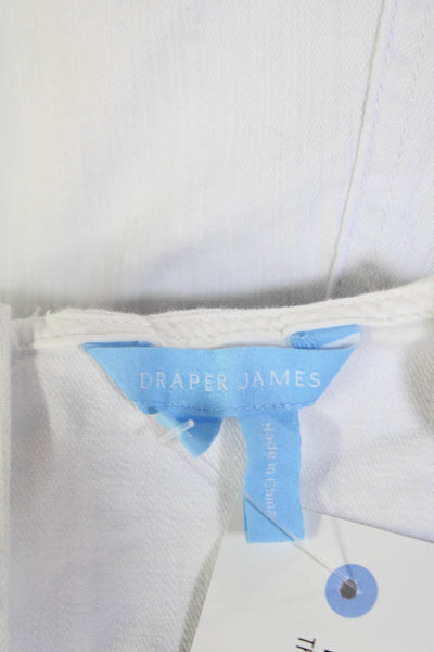 Draper James Womens Cotton Short Sleeve Zip Up Fit + Flare Dress White Size 2