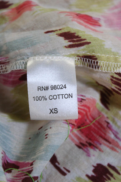 House of Harlow 1960 Womens Cotton Abstract Sleeveless Blouse Multicolor Size XS