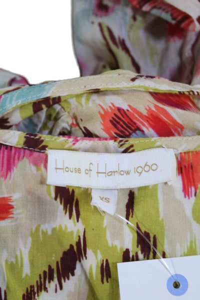 House of Harlow 1960 Womens Cotton Abstract Sleeveless Blouse Multicolor Size XS