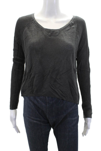 Rag & Bone Womens Long Sleeve Open Knit T Shirt Gray Size S
