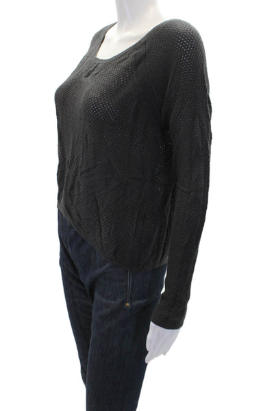 Rag & Bone Womens Long Sleeve Open Knit T Shirt Gray Size S