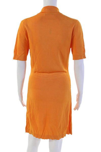 J Crew Womens Collared Short Sleeve Pocketed Mini Dress Neon Orange Size S