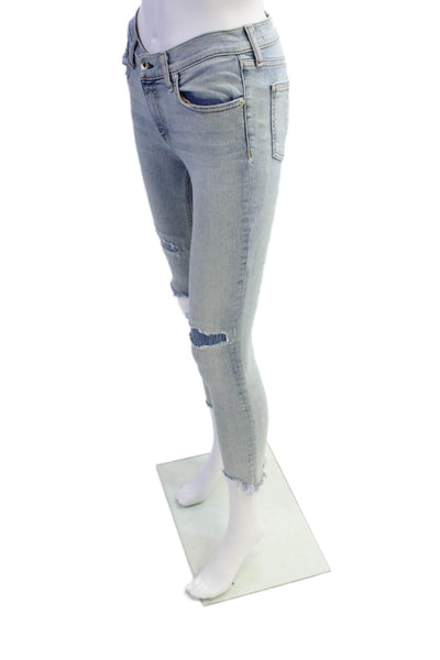 Rag & Bone Women's Midrise Distress Light Wash Skinny Jean Pants Size 25