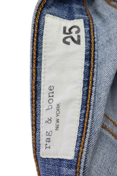 Rag & Bone Women's Midrise Distress Light Wash Skinny Jean Pants Size 25