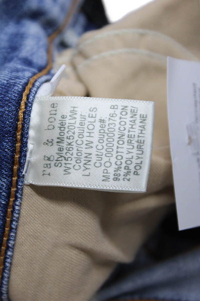 Rag & Bone Women's Midrise Distress Light Wash Skinny Jean Pants Size 25